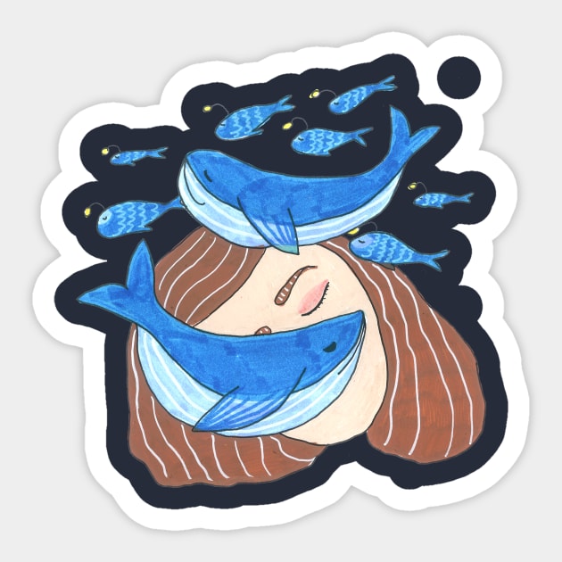 Whale Dreams Sticker by DoodlesAndStuff